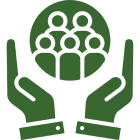 Hands holding people icon