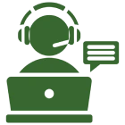 Online assistance symbol with laptop